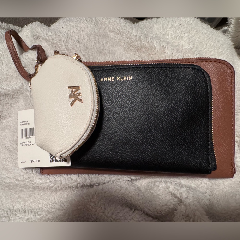 Anne Klein Black, Cream, and Brown Wristlet Set